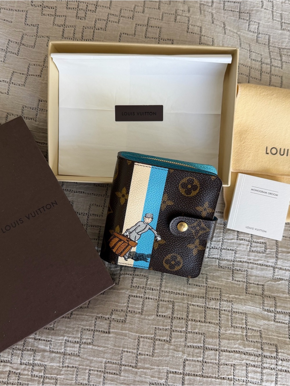 Limited Edition Louis Vuitton Bellboy Wallet with Blue and Cream Stripe
